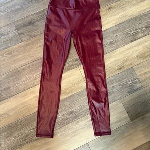 Fabletics Red Glossy Leggings with Liquid-Like Finish